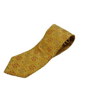Faberge Mens Necktie Yellow Floral Geometric Tied